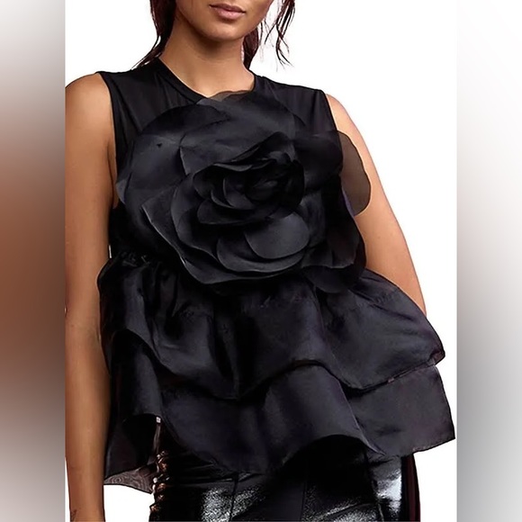 Tops | Cynthia Rowley Flower Tiered Organza Top | Poshmark